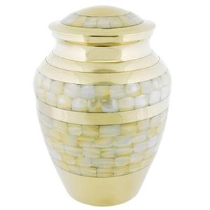 Urnas de cremación para adultos de latón de alta calidad con perlas, urnas funerarias de Metal con acabado dorado para cenizas humanas - Product Image 1