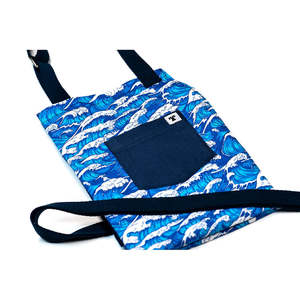 Delantal de Cocina Blue Waves, Delantal de Cintura Personalizado de Mezclilla y Lona para Baristas, para Cafeterías, Navidad y Fiestas - Product Image 4