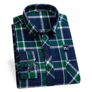 Chemise décontractée à manches longues en coton pour homme, respirante, imperméable, coupe-vent, avec logo personnalisé, motif à carreaux, grande taille, haute qualité - Product Image 2