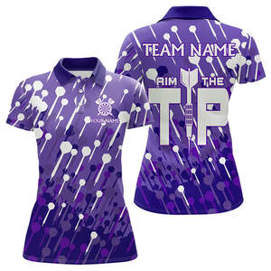 T-shirts polo personnalisés pour femmes, design haut de gamme, respirants, impression par sublimation, maillots en polyester à séchage rapide, chemises de fléchettes pour femmes - Product Image 1
