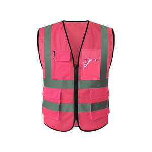 Gilet de sécurité avec maille respirante en polyester de couleur, fermeture éclair, logo personnalisable, haute visibilité - Product Image 4