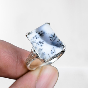 Bague en argent sterling 925 Spinner Dendrite Gemstone pour filles fête et anniversaire bijoux à la mode faits à la main troisième partie certifiée - Product Image 1