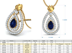 Pendentif en laiton plaqué or 18 carats avec zircon bleu en forme de poire, style bohème, délicat, vente en gros pour femmes - Product Image 4