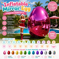 Grand Œuf Métallique Brillant Gonflable Effet Miroir, Ornement Géant Étanche pour Mariage, Piscine, Plage, Vacances, Pâques, Décoration de Fête