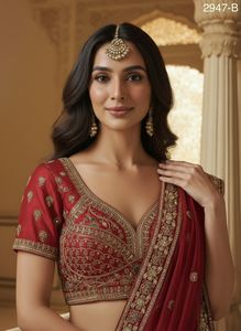 ชุดเลเฮนกาโชลีสำหรับเจ้าสาว ออกแบบโดยดีไซเนอร์ สำหรับโอกาสพิเศษ ประดับด้วยงานปักลายนกยูงอย่างประณีต ชุดแต่งงานที่สมบูรณ์แบบ - Product Image 3