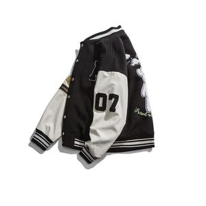 Veste Letterman universitaire sur mesure manches en cuir blanc support corps en laine noire décontracté hiver avant Service OEM disponible - Product Image 5