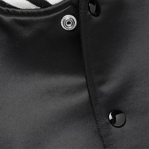 <b>Men's</b> Black Satin Varsity <b>Jacket</b> Red <b>White</b> Stand Collar Casual Baseball Coat Autumn Wear Regular Fit Windproof Embroidered High - Product Image 4