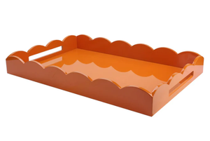 Bandeja Decorativa con Borde Festoneado y Asas, Moderna, Lacada, para Mesa de Centro o Otomana, Hecha en Vietnam - Product Image 6