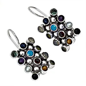 Pendientes colgantes de moda ART PALACE Tai Silver con múltiples gemas para mujer - Product Image 3