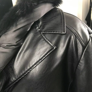 Veste en cuir d'agneau véritable sur mesure avec col montant en toile, coupe ajustée, respirante pour l'hiver, pour hommes - Product Image 3