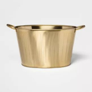 Seau à glace à double paroi fait à la main en Inde pour les articles de bar et les bouteilles de vin, seau à glace en laiton doré avec poignée en anneau - Product Image 5