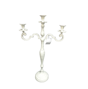 Antique Decorative 3 Arms Metal <b>Candle</b> Stand <b>White</b> Wash Aluminum <b>Candle</b> <b>Pillar</b> Holder for Christmas & Wedding Decor - Product Image 5