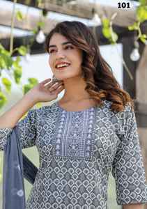 Pantalon Kurti en coton ethnique à la mode de haute qualité avec fil Dupatta fabriqué en Inde pour les mariages - Product Image 3