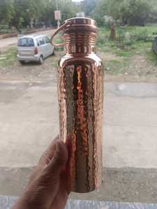 Bouteille d'eau à poignée martelée en cuivre 1000ml récipient à boisson avec martelé à la main 34 floz grande capacité pour une utilisation en extérieur - Product Image 5