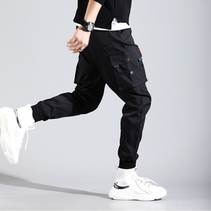 Men's <b>Black</b> Cargo Sweatpants Elastic Waist Drawstring Multiple Pockets Casual Jogger <b>Pants</b> Winter Wear 100% Cotton Breathable - Product Image 4