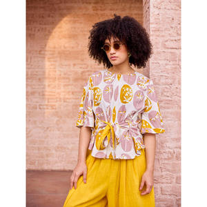 Ensemble coordonné deux pièces en coton uni pour femmes Panjim - Tenue de bureau - Product Image 4