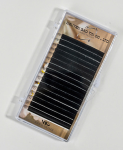 Extensions de cils longues et naturelles en cheveux synthétiques faits à la main, courbure C, longueur 8-15 mm, épaisseur 0,05 mm, couleur noir profond, 16 rangées/plateau, faciles à poser - Product Image 3