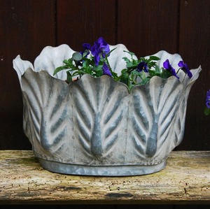 Galvanized Metal Leaf Flower <b>Pot</b> Planters Rustic French Style Set of 3 Decorative Metal Planter Vintage Style Country Wedding - Product Image 2