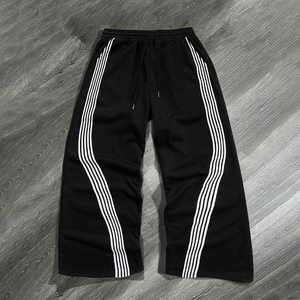 Custom Men's Baggy Wide Leg Track Pants Oversized Cotton Fleece Sweatpants Y2K Streetwear Athletic <b>Trousers</b> Pleated Front - Product Image 5