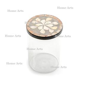 Superior Quality Acrylic <b>Sweet</b> <b>Box</b> With Wood MOP Lid Fantastic Design Round Shape Dry Fruits <b>Box</b> In Bulk - Product Image 1