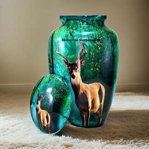 New Reindeer Classic Cremation <b>Urns</b> For Keepsake Ashes Lacquer Finish Wholesale Low Price Metal Funeral Burial <b>Urns</b> <b>Jars</b> Vases - Product Image 6