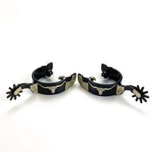 Espuelas y Botas Vaqueras de Acero Inoxidable Personalizables de Alta Calidad para Equitación, Color Negro, Cincha Equina Incluida - Product Image 6