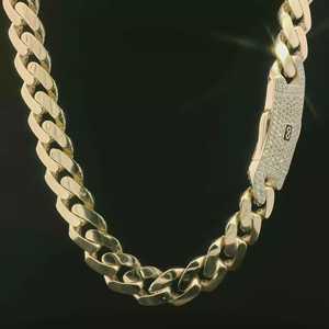New Popular Bossy Look Best Selling 14k Hollow Cuban MONACI Chain for Men With a Safe <b>Lobster</b> <b>Clasp</b> Necklace for Men Cuban Link - Product Image 3
