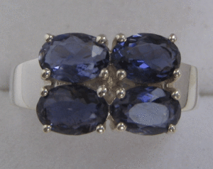 Shah Gems Women's Natural Iolite Moissanite <b>Ring</b> <b>925</b> Sterling <b>Silver</b> - Product Image 1