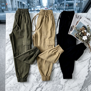 Pantalones Cargo Casuales para Hombre, Cintura Elástica con Cordón, Múltiples Bolsillos, Tela de Lona Transpirable, Estilo Otoñal, Pantalones Harem - Product Image 3