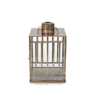 Lanterne bougeoir en verre carré en laiton de conception tendance avec jante en métal mince faite à la main pour les décorations de maison de Noël - Product Image 2