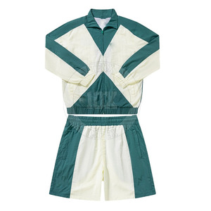 Cortavientos de nailon personalizado ligero e impermeable de alta calidad, conjunto corto con cierre de cremallera, conjuntos para correr para hombres - Product Image 1