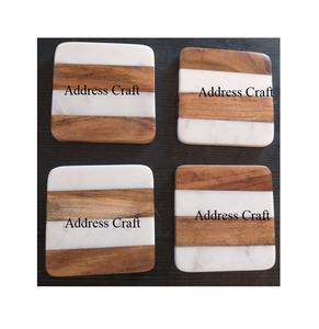 Posavasos de taza de té de mármol y madera de estilo americano, artículos para el hogar, restaurante de vajilla para Hotel, posavasos de té de mármol con logotipo personalizado para bebidas - Product Image 1