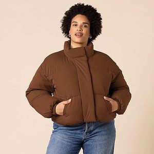 Women's Cropped Full-Zip <b>Quilted</b> Matte Puffer Jacket Long Sleeve Pullover with Hood Reversible Coat for Winter - Product Image 5
