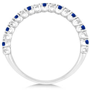 Anillo de Bodas de Oro Blanco de 14k, Anillo de Aniversario con Zafiro Azul de 0.50ct, Incrustaciones de Diamantes en Corte Pera con Baño de Rodio - Product Image 1