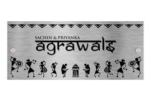 Customized Name or <b>Number</b> Plate Home Flats Office Silver ABS Plastic Metal Look Designer Flat Bungalow Apartment Door Plates - Product Image 3