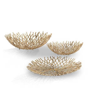 Branche ronde en aluminium coulé brut or brillant bol à fruits et cuisine à des fins de service - Product Image 2