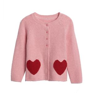 Casual Women's Knitted Cotton/Wool <b>Cardigan</b> Sweater Heart Embroidery Button for Sorority Fraternity Wear <b>Front</b> Logo - Product Image 1
