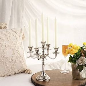 Candelabro de Metal/Cristal de 5 Brazos Personalizado, Candelabro de Pie con Acabado Plateado para Decoración del Hogar, Bodas y Navidad - Product Image 6