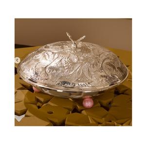 Modern Decoration Chocolate <b>Sweets</b> Serving Bowl Deluxe Quality Silver Hammered Design Metal Bowl With Lid In Wholesale Price - Product Image 1