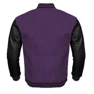 Chaqueta de manga de cuero de cuerpo de lana regular para hombre, chaqueta de béisbol universitaria bordada de calle secundaria americana para hombre - Product Image 6