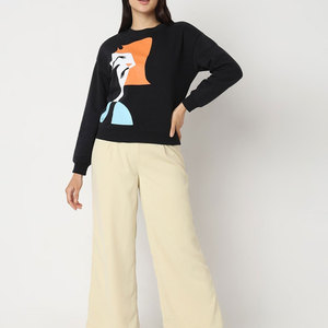 Loose Fit acanalado cuello redondo 80% Algodón 20% poliéster mujer sudadera moda desgaste sudaderas - Product Image 5