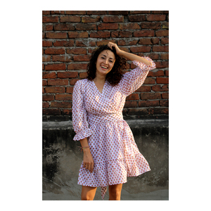 ชุดเดรสผ้าฝ้ายอินเดียทำด้วยมือชุดเดรสลำลองส่วนตัวพิมพ์ลายบล็อกอินเทรนด์ใส่ในฤดูร้อนสไตล์ไม่เหมือนใครของขวัญที่สมบูรณ์แบบตามธรรมชาติ - Product Image 1