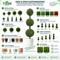 Plante artificielle en pot triple de 120 cm, fausse boule de buis, pot blanc, feuilles en PE résistantes aux UV, pour intérieur, extérieur, bureau