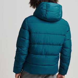 Cómodo tamaño de cuello alto cremallera estilo de invierno burbuja acolchado abrigo negro poliéster al aire libre chaqueta acolchada para hombres - Product Image 2