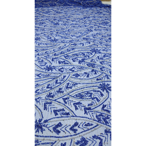 Elegant Womens Blue Tulle Dress with Hand Beaded Embroidered Detail for Evening Parties and Wedding Events - Product Image 3