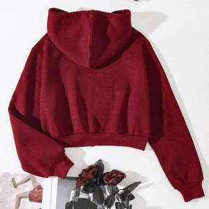 Sudadera con capucha recortada duradera para mujer con impresión de logotipo personalizado Ropa informal personalizada Proveedor directo de fábrica OEM - Product Image 3