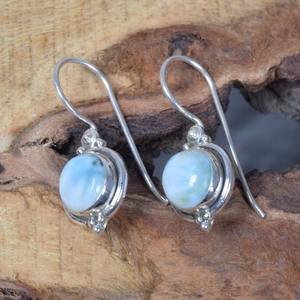 ต่างหู925พลอยลาริมาร์สไตล์โบฮีเมียนต่างหูแบบห้อยสำหรับงานแต่งงานของเด็กผู้หญิง - Product Image 4