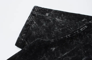 2023 hecho a medida última moda 100% algodón franela precio barato hombres Oversize ácido lavado negro Camiseta con cuello redondo - Product Image 4
