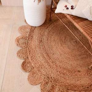 Tapis en jacinthe d'eau de luxe modernes faits à la main, tapis naturel durable, rembourrage résistant aux taches, antidérapant pour cuisines confortables - Product Image 4