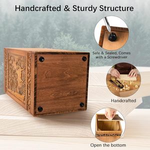 Urne en bois faite à la main mémorial pour les cendres humaines adulte mâle ou femelle gravé arbre de vie urnes de crémation boîte arbre de vie - Product Image 3